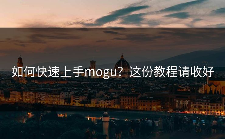 如何快速上手mogu？这份教程请收好