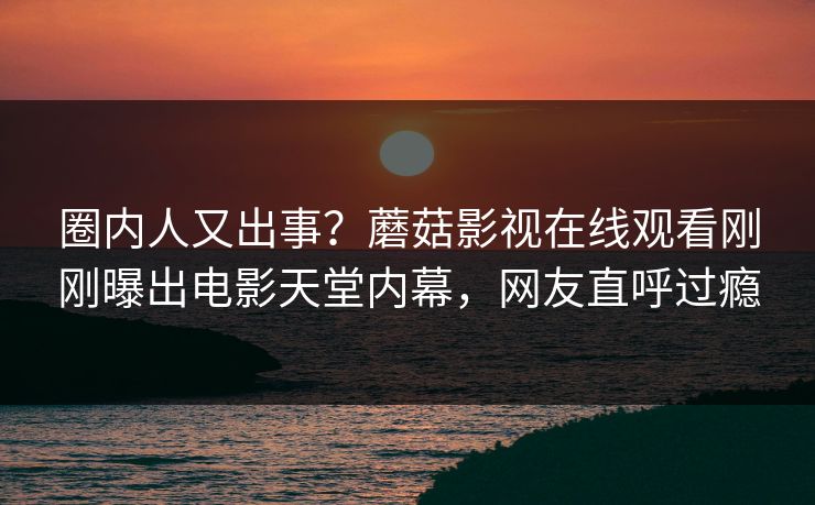 圈内人又出事？蘑菇影视在线观看刚刚曝出电影天堂内幕，网友直呼过瘾