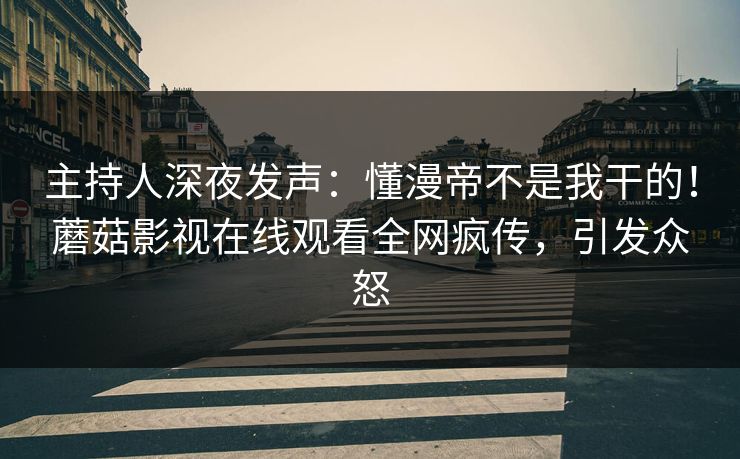 主持人深夜发声：懂漫帝不是我干的！蘑菇影视在线观看全网疯传，引发众怒