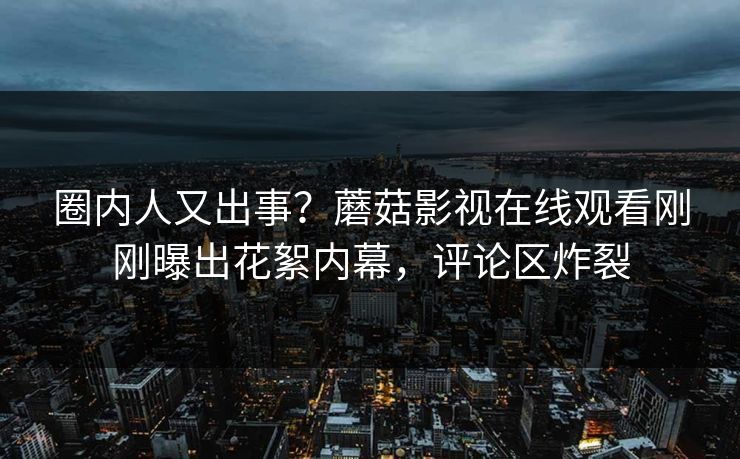 圈内人又出事？蘑菇影视在线观看刚刚曝出花絮内幕，评论区炸裂