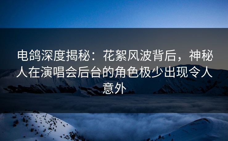 电鸽深度揭秘：花絮风波背后，神秘人在演唱会后台的角色极少出现令人意外