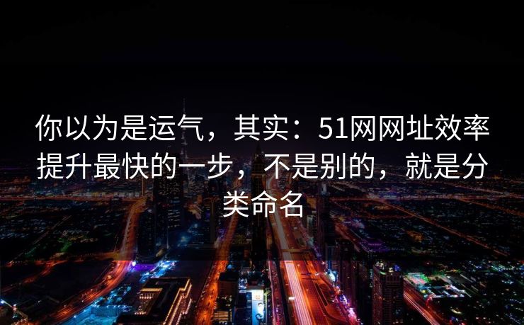 你以为是运气，其实：51网网址效率提升最快的一步，不是别的，就是分类命名